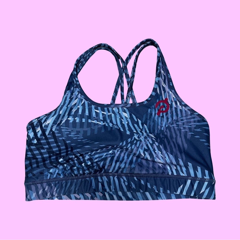 Peloton Zepheria Blue Patterned Strappy Sports Bra